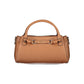 Brown Polyurethane Women's Bag with Adjustable Strap