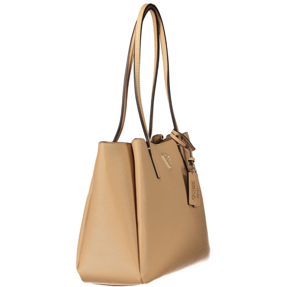 Beige Polyurethane Womens Bag