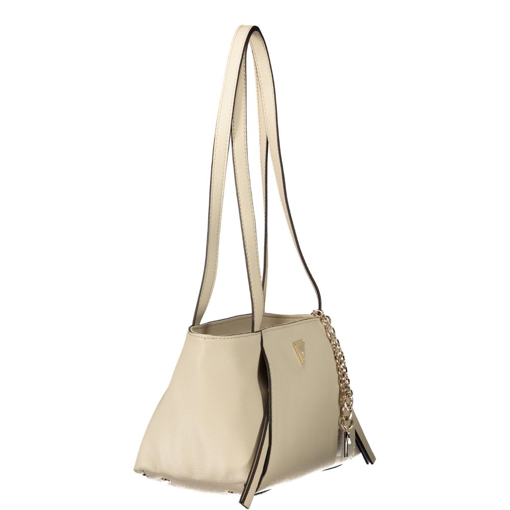 Beige Polyurethane Women's Bag