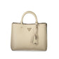 Beige Polyurethane Women Bag