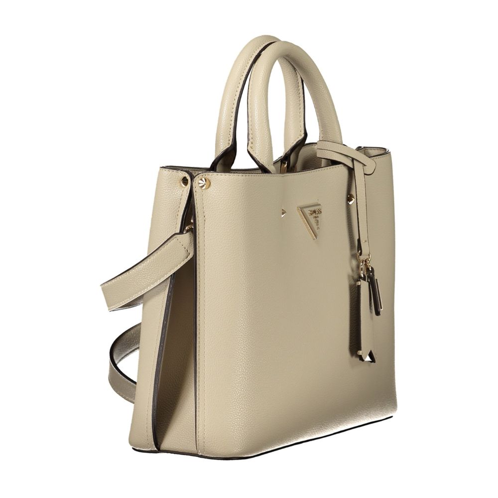 Beige Polyurethane Women Bag