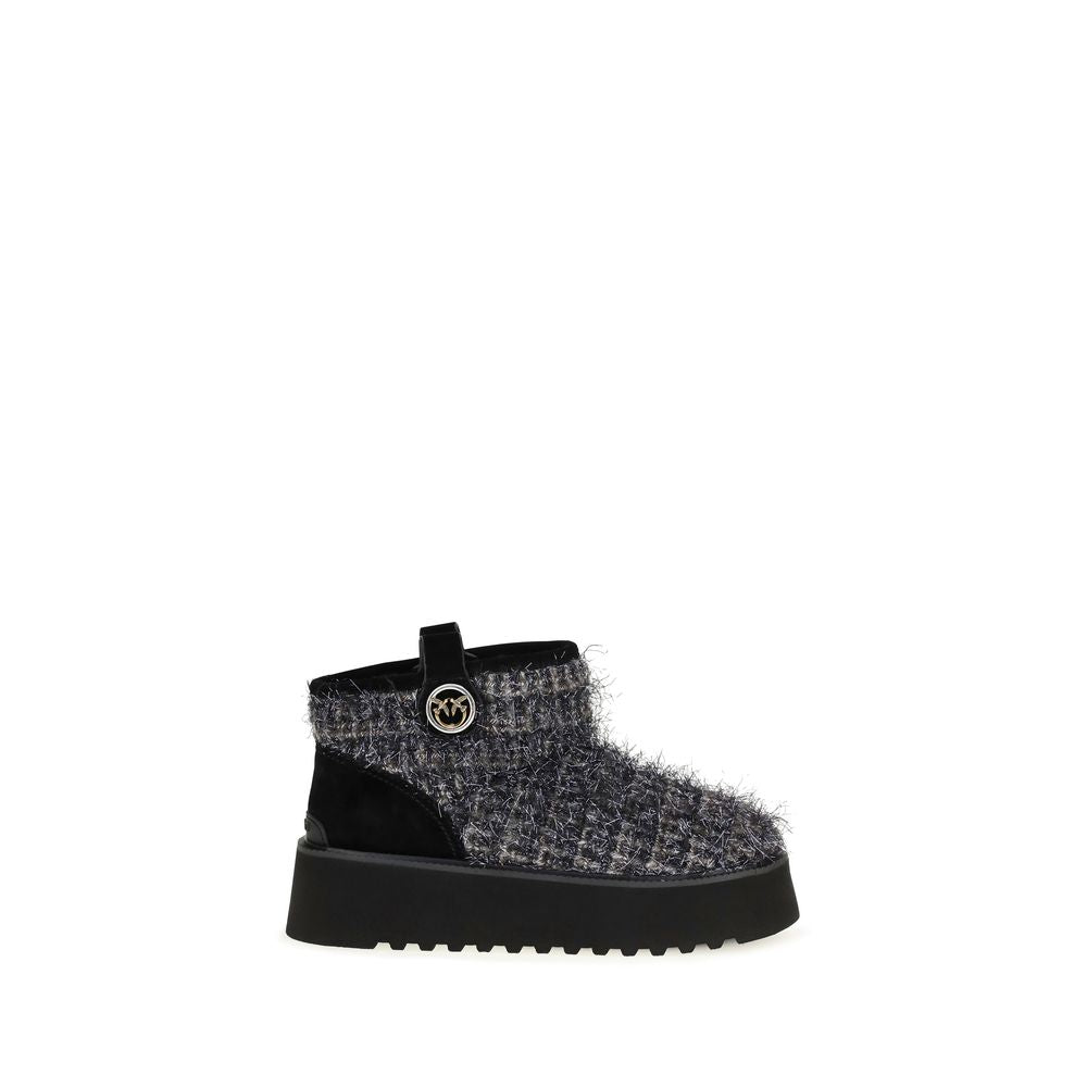 Black Fabric Ankle Boots