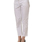 White Mid Waist Straight Cropped Cotton Trouser Pants