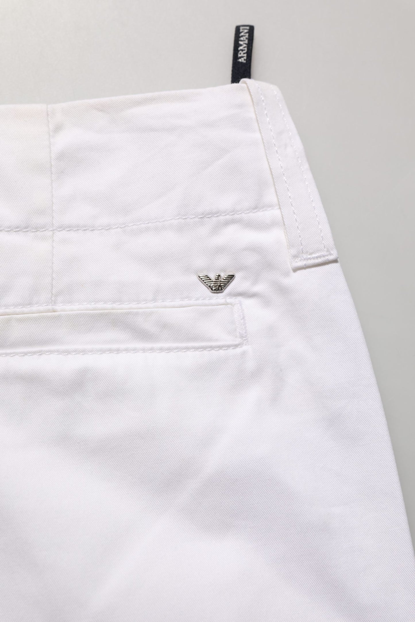 White Mid Waist Cotton Stretch Trouser Pants