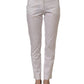 White Mid Waist Cotton Stretch Trouser Pants