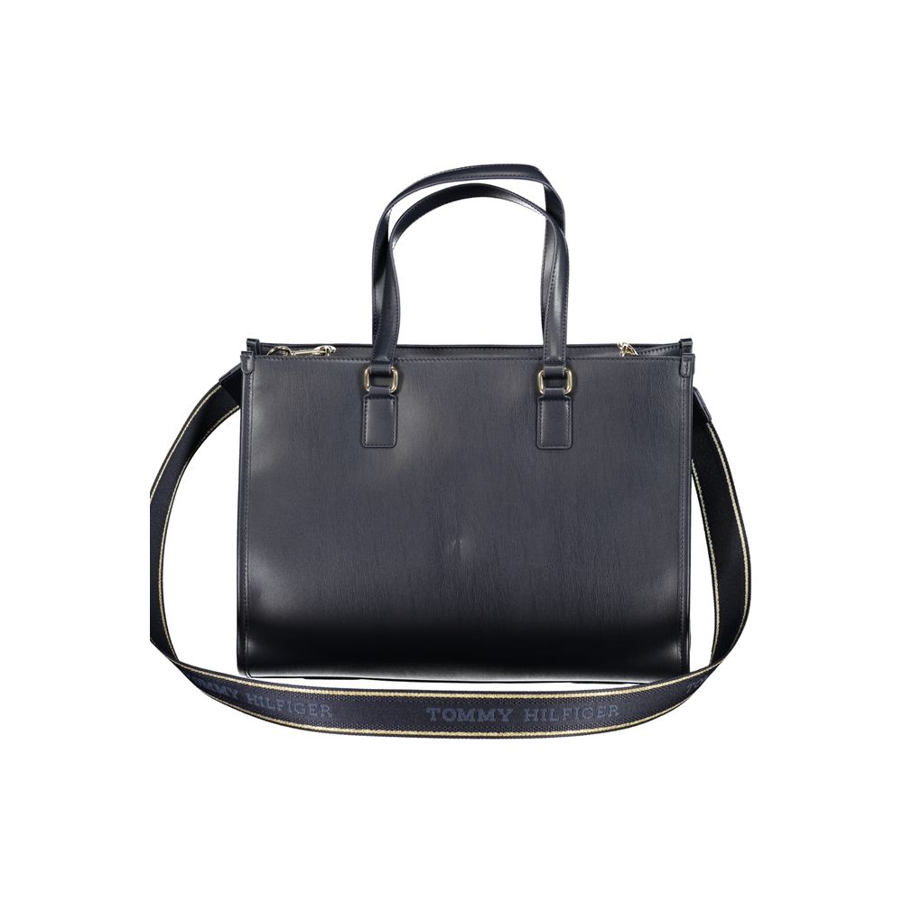 Blue Polyurethane Women's Bag