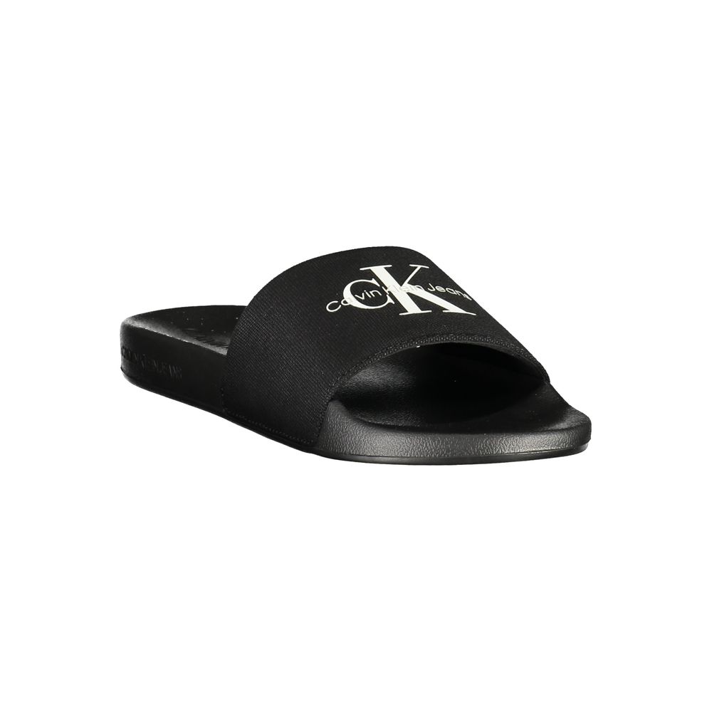 Black Polyester Men's Slipper