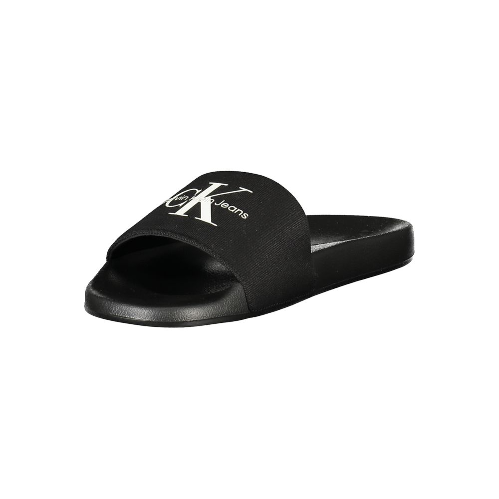 Black Polyester Men's Slipper