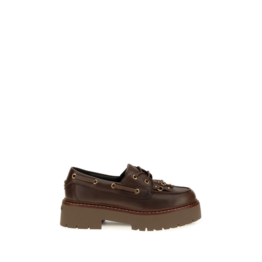 Brown Calf Leather Bos Taurus Platform Loafers