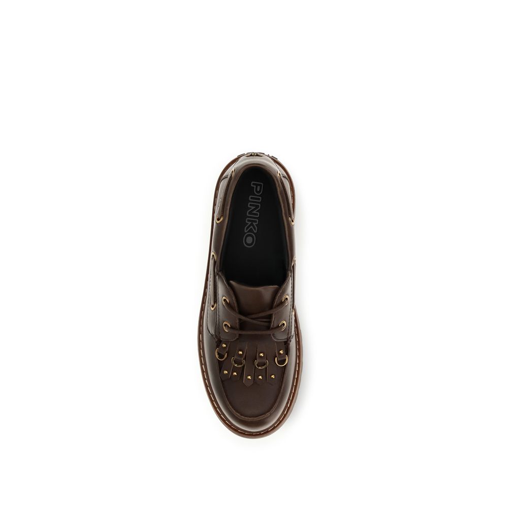 Brown Calf Leather Bos Taurus Platform Loafers