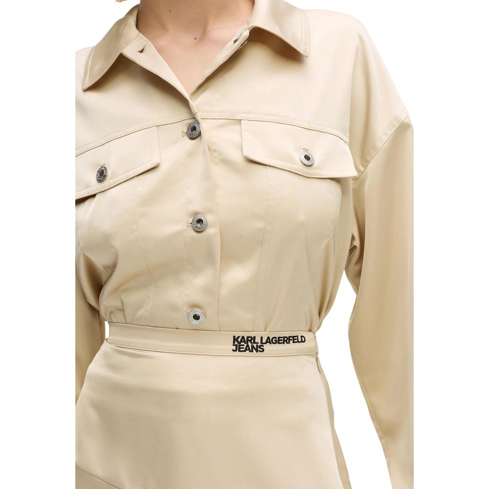 Beige Polyester Mini Skirt