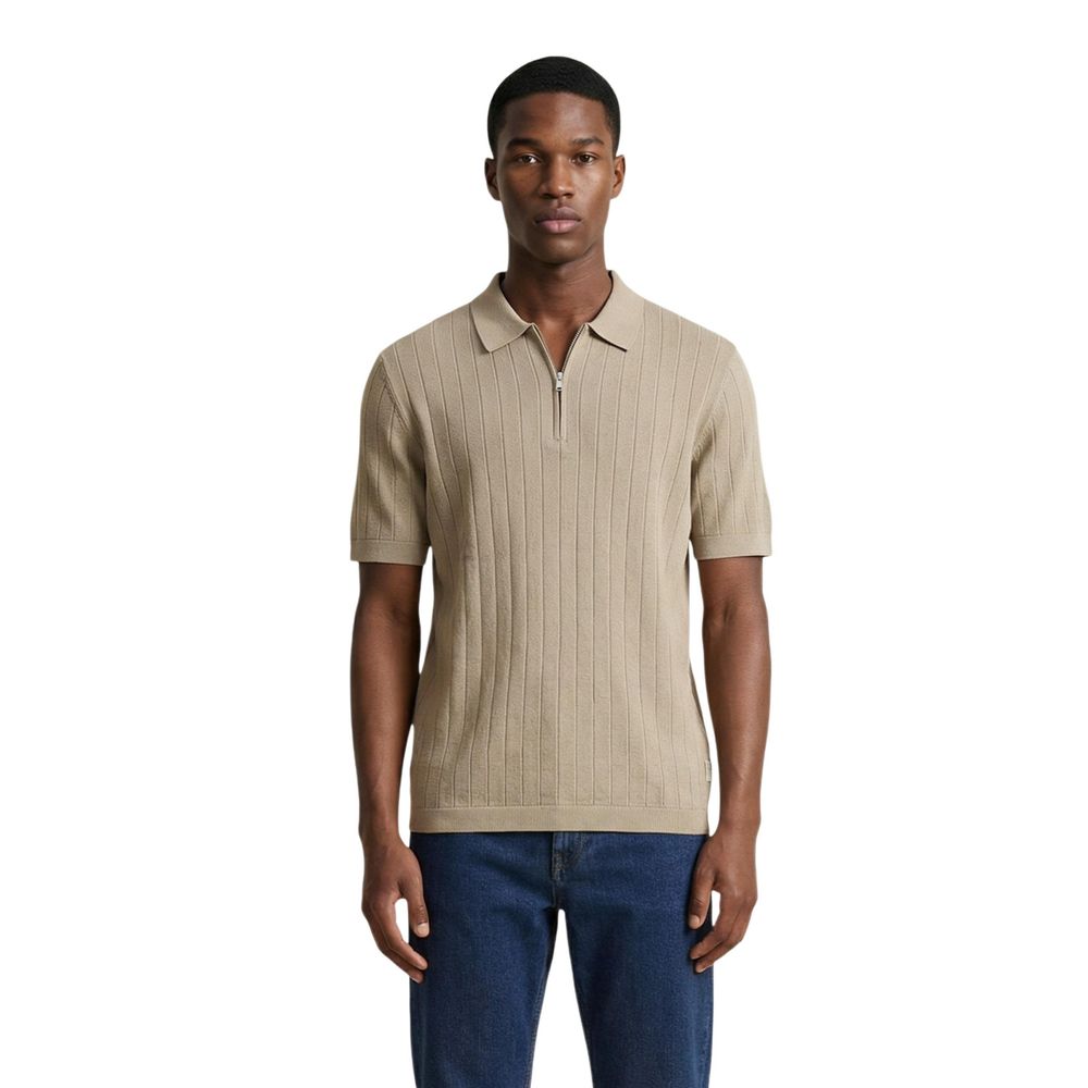 Beige Cotton Polo Shirt