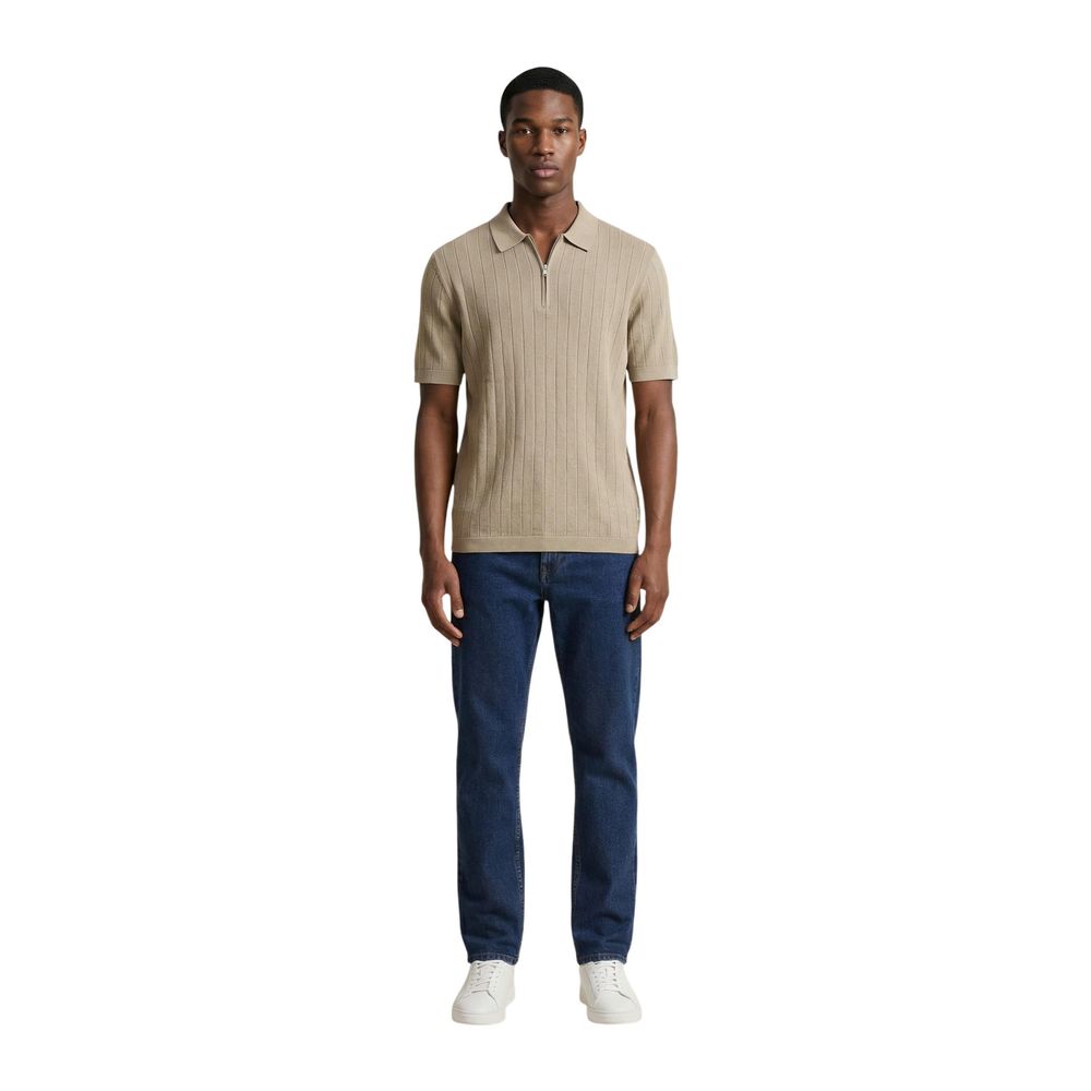 Beige Cotton Polo Shirt