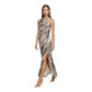 Brown Polyester Long Dress