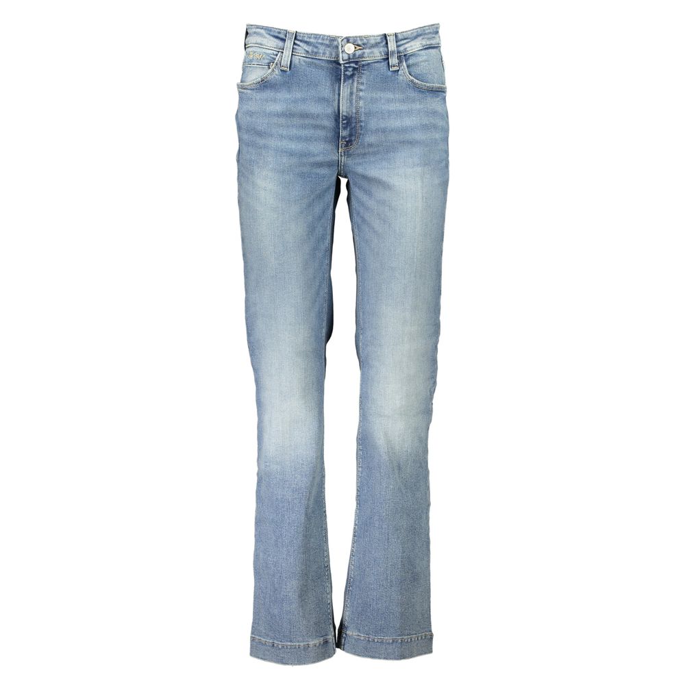 Blue Cotton Flared Jeans