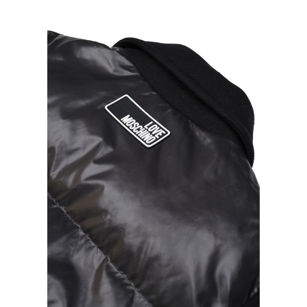 Black Polyester Full-Length Jacket